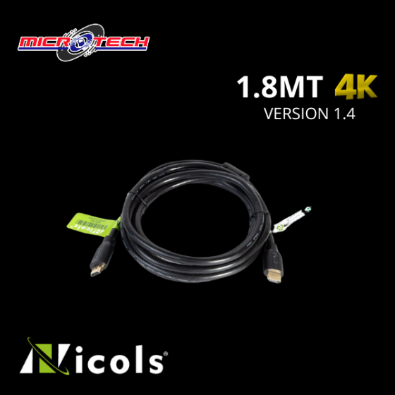 CABLE HDMI NICOLS ENCAUCHETADO 4K 1.8 METROS 1.4V                                                   