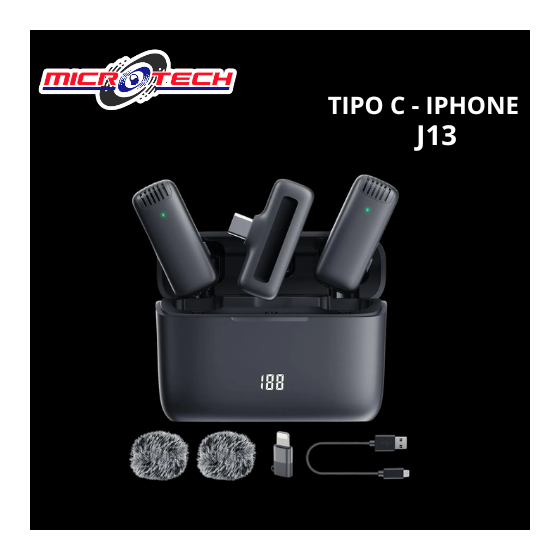MICROFONO INALAMBRICO SOLAPA DUAL TIPO C + IPHONE - J13